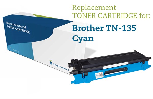 Cyan Lasertoner - Brother 135C - 4.000 Sider. Genfyldt Brother Miljø-Lasertoner